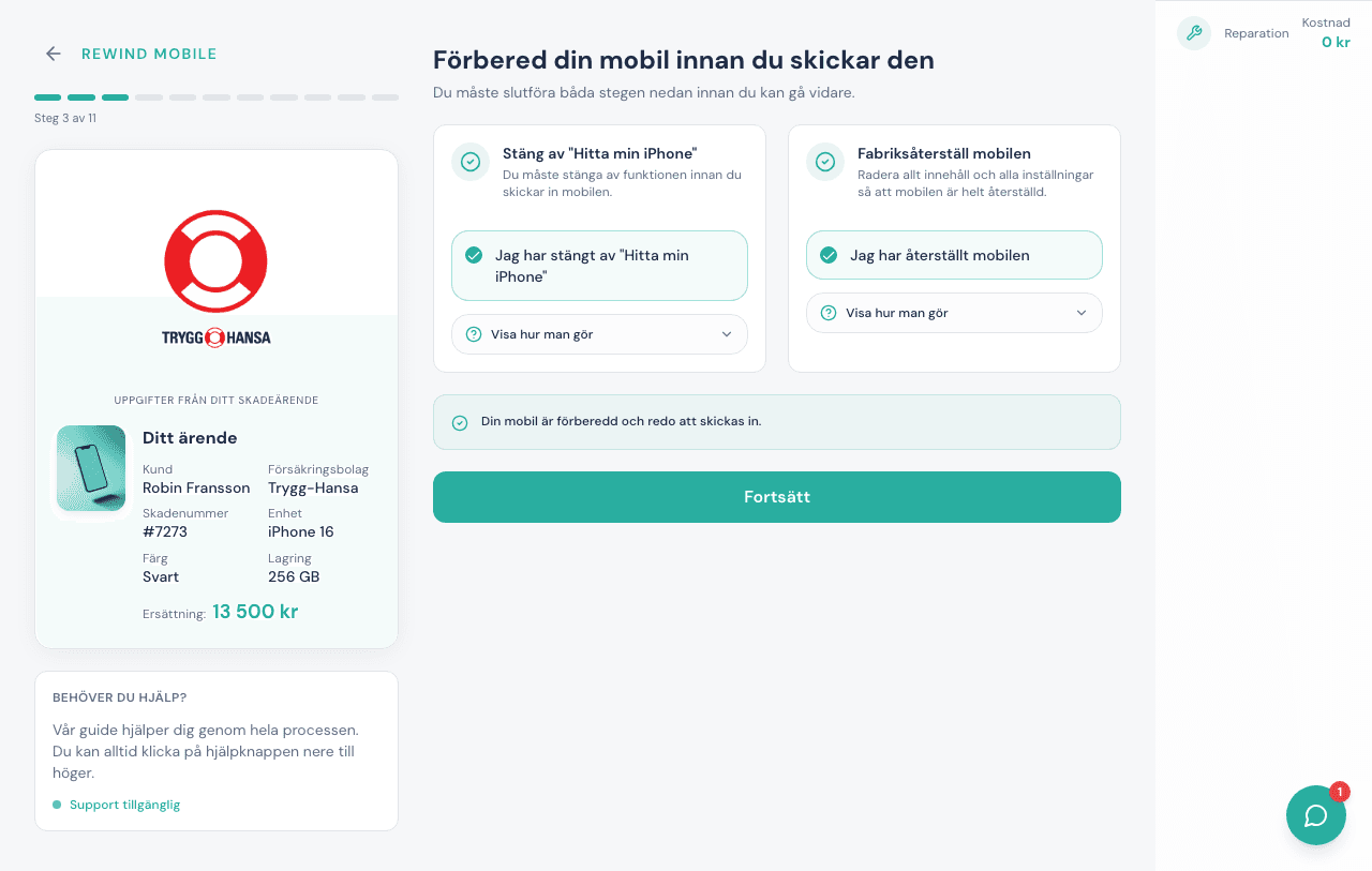 Rewind Mobile — checklista för att förbereda mobilen